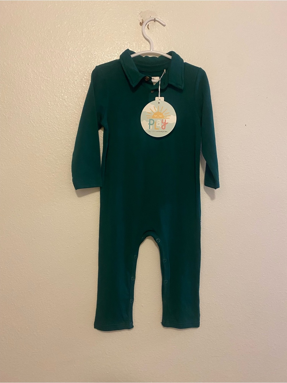 Little Sleepies Dark Green Long-Sleeve One-Piece with Collar